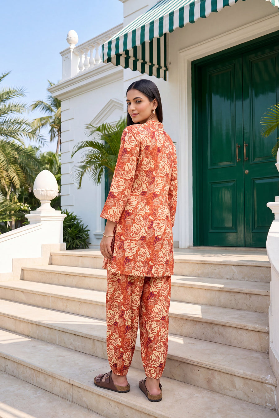 Rust Blossom Cotton Farshi Salwar Set — image 10