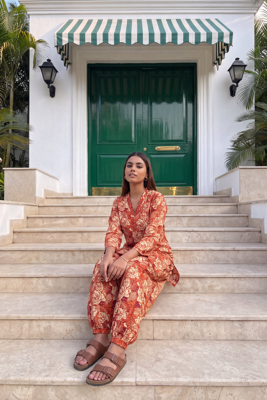 Rust Blossom Cotton Farshi Salwar Set — image 12