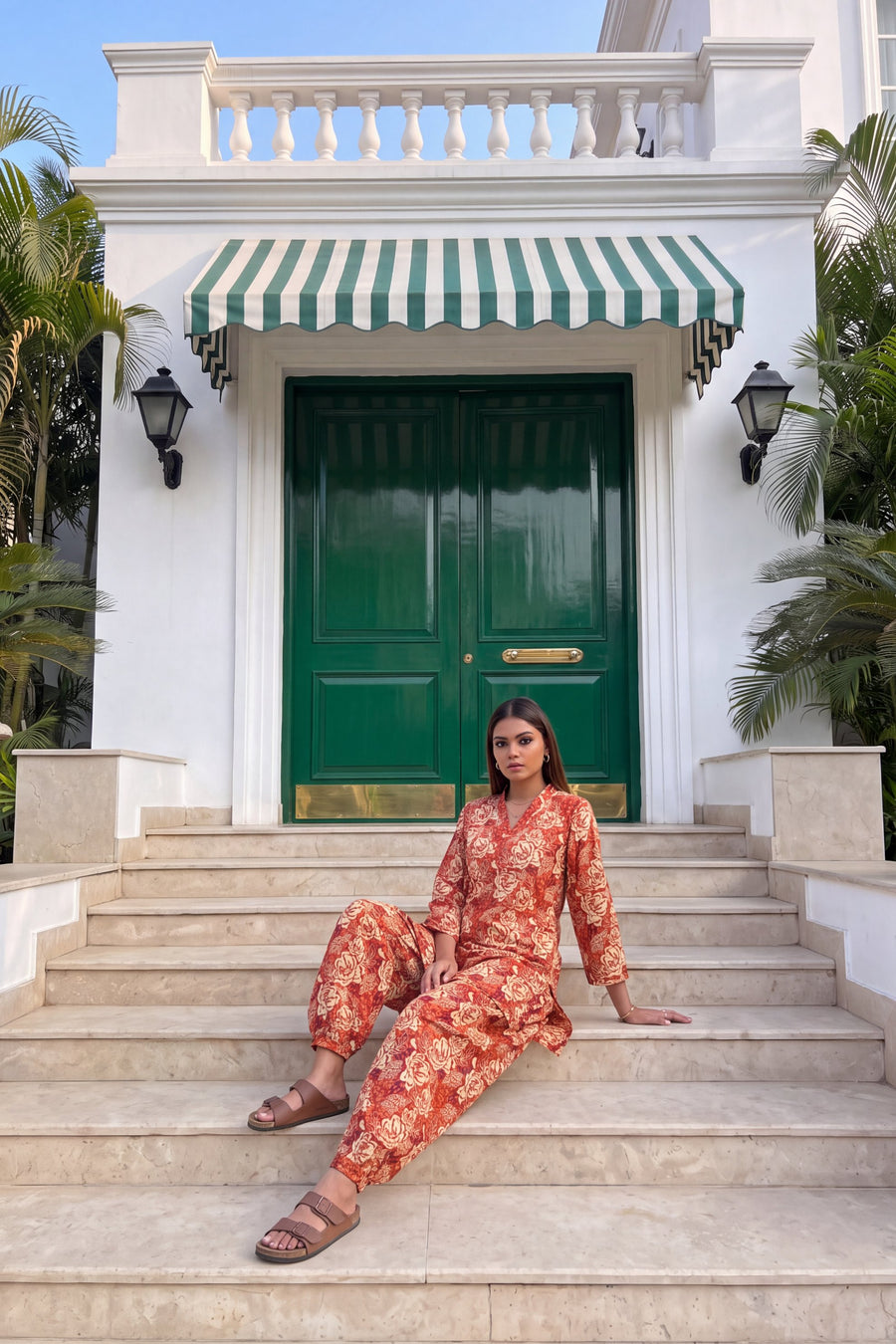 Rust Blossom Cotton Farshi Salwar Set — image 13