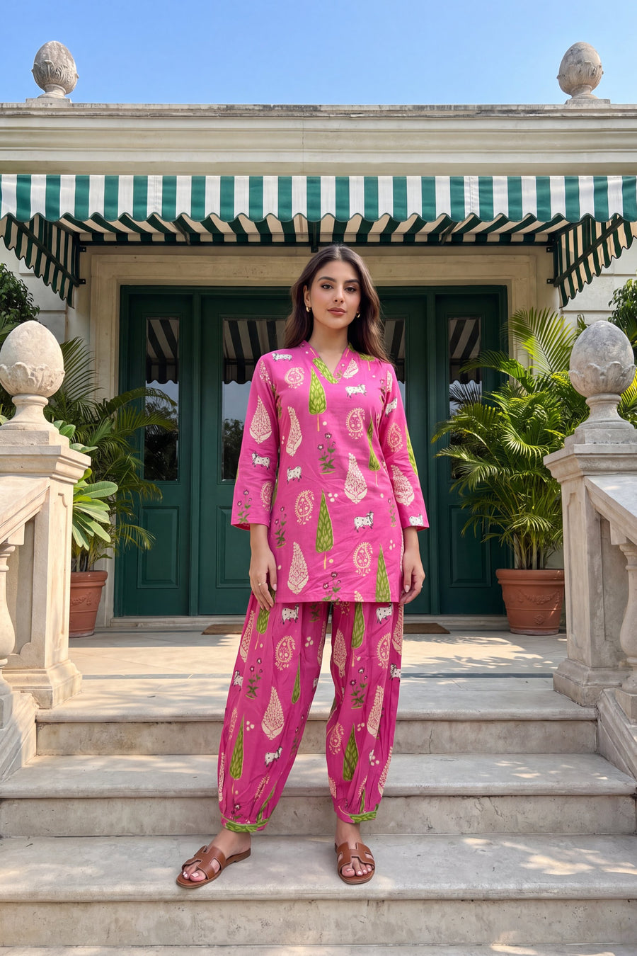 Fuchsia Folktale Cotton Farshi Salwar Set — image 4