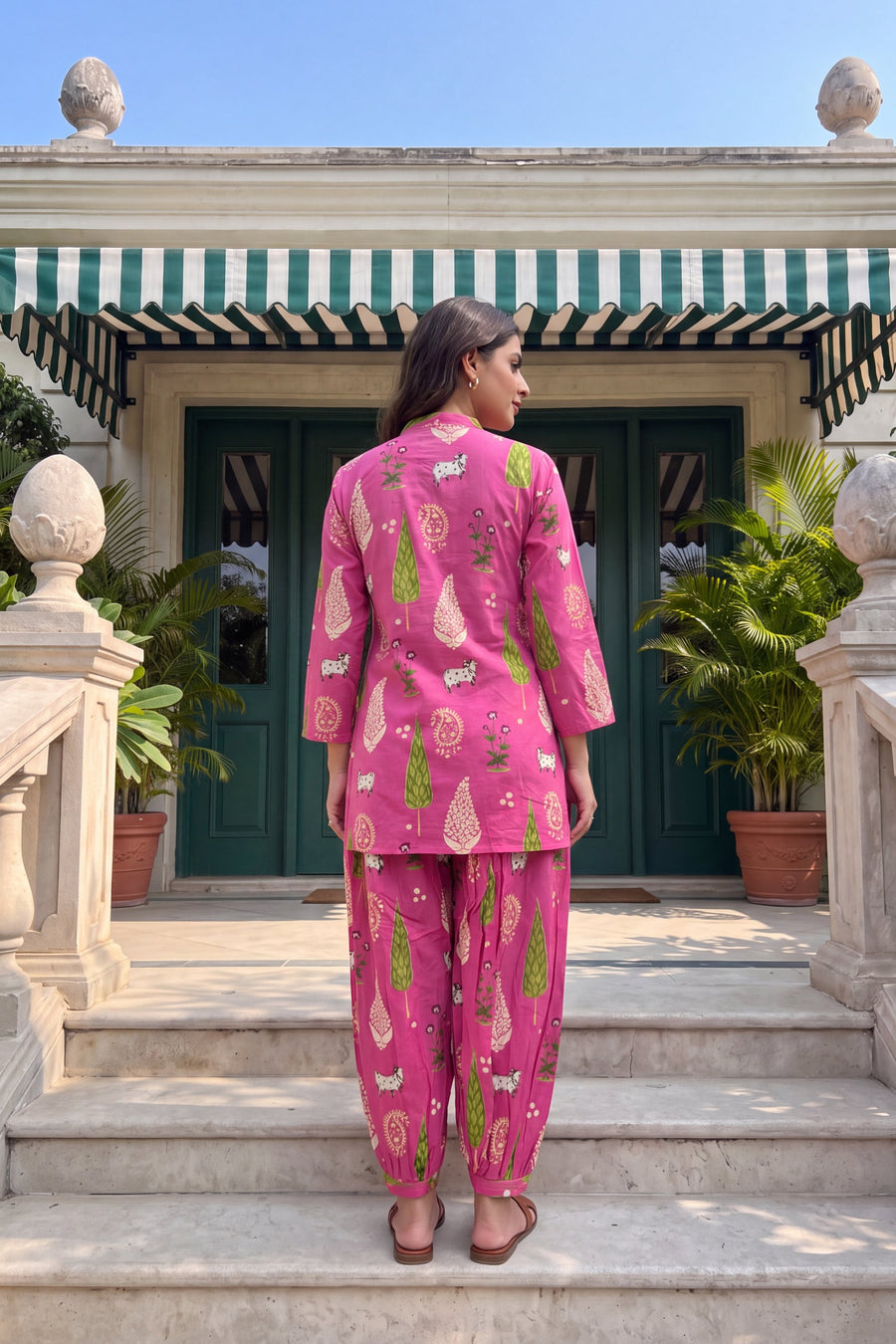 Fuchsia Folktale Cotton Farshi Salwar Set — image 11