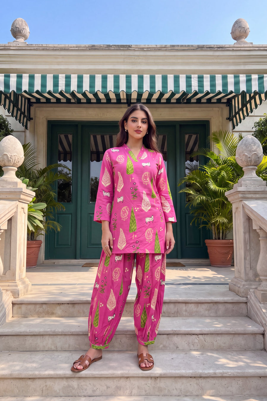 Fuchsia Folktale Cotton Farshi Salwar Set — image 5