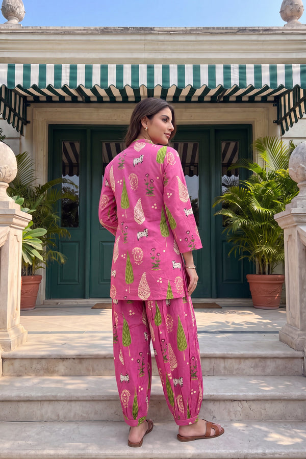 Fuchsia Folktale Cotton Farshi Salwar Set