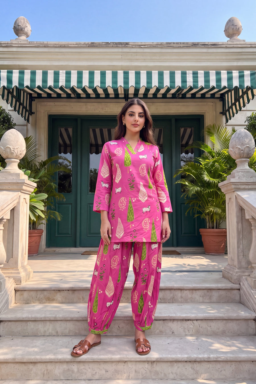 Fuchsia Folktale Cotton Farshi Salwar Set — image 6