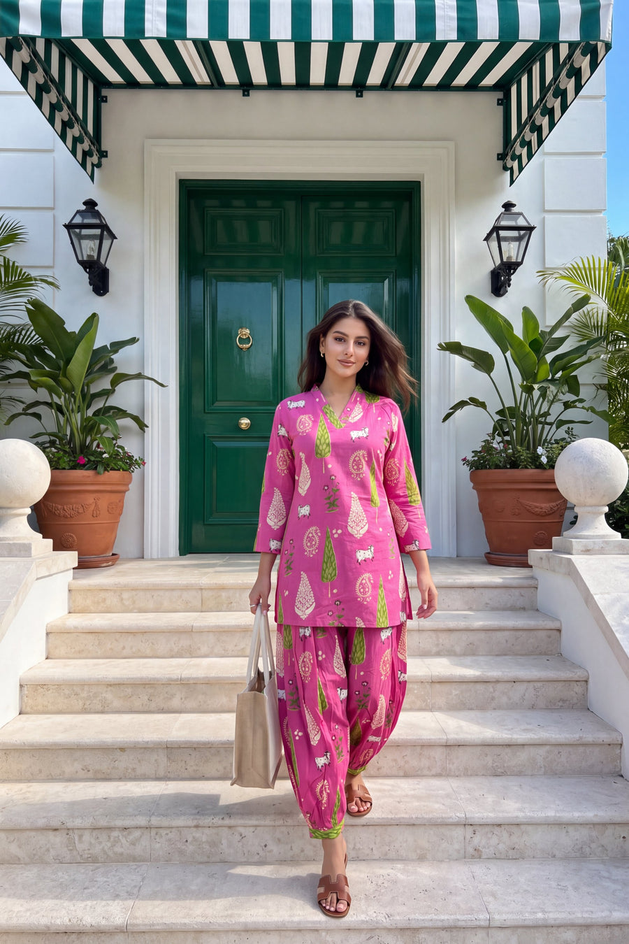 Fuchsia Folktale Cotton Farshi Salwar Set — image 18