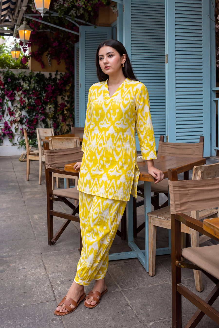 Marigold Dream Ikat Cotton Farshi Salwar Set — image 4