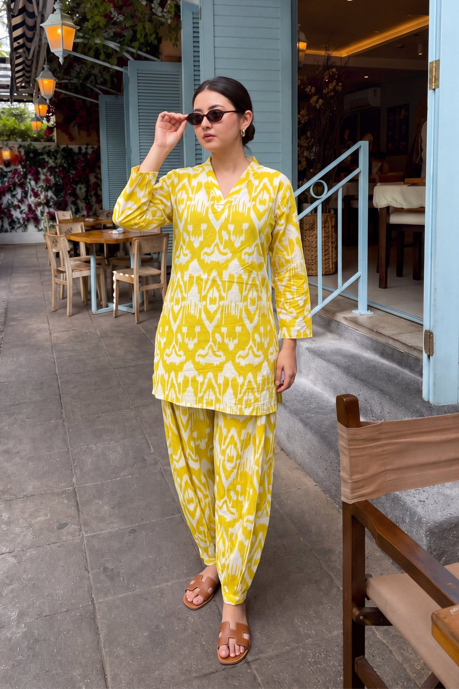 Marigold Dream Ikat Cotton Farshi Salwar Set — image 6