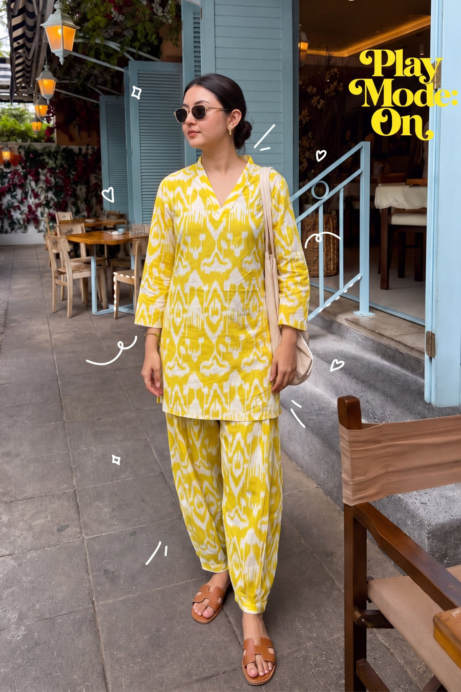 Marigold Dream Ikat Cotton Farshi Salwar Set — image 7