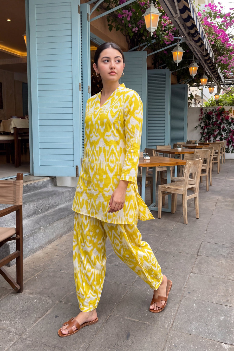 Marigold Dream Ikat Cotton Farshi Salwar Set — image 8