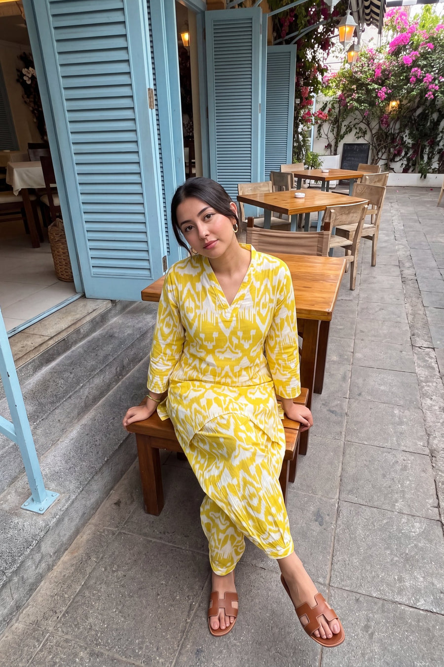 Marigold Dream Ikat Cotton Farshi Salwar Set — image 11