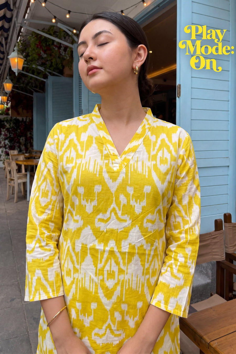 Marigold Dream Ikat Cotton Farshi Salwar Set — image 12