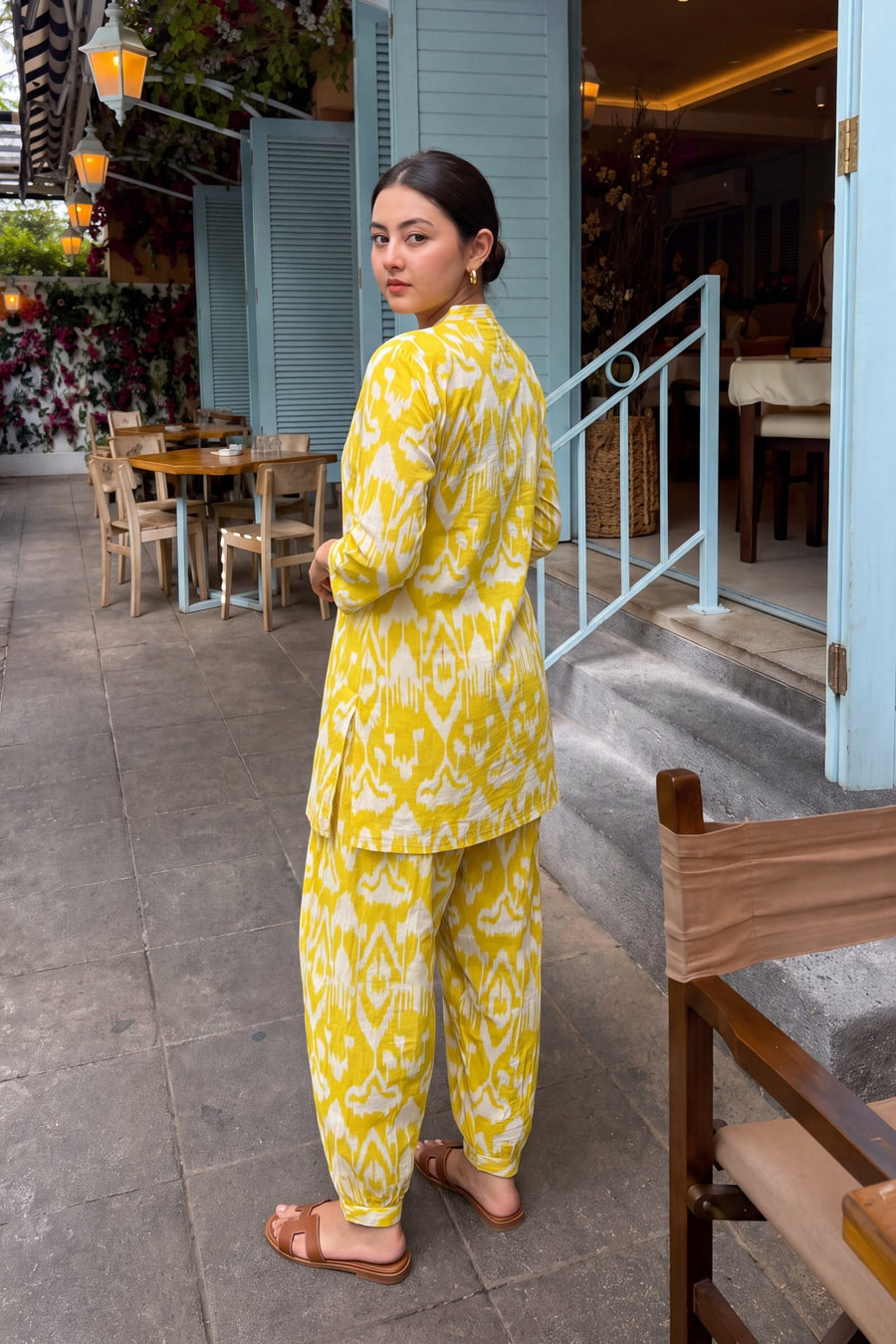 Marigold Dream Ikat Cotton Farshi Salwar Set — image 14