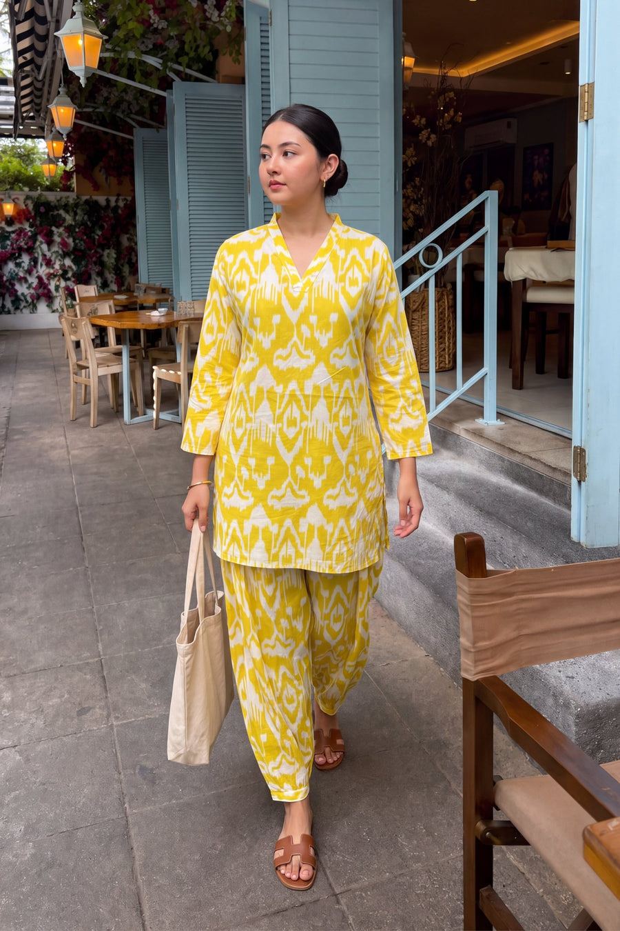 Marigold Dream Ikat Cotton Farshi Salwar Set — image 17