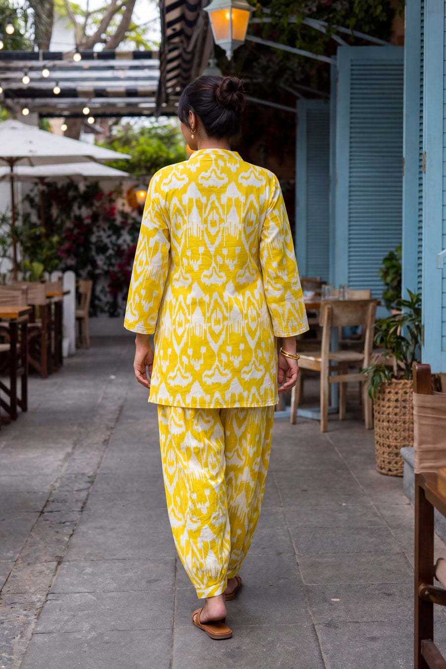 Marigold Dream Ikat Cotton Farshi Salwar Set — image 18