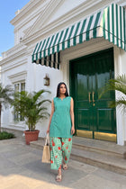 Jade Gingham Cotton Sleeveless Farshi Salwar Set
