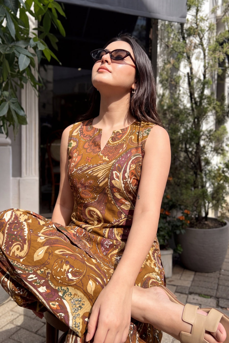 Cinnamon Swirl Cotton Sleeveless Farshi Salwar Set — image 13