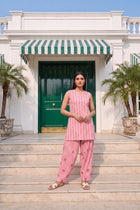 Blush Gingham Cotton Sleeveless Farshi Salwar Set