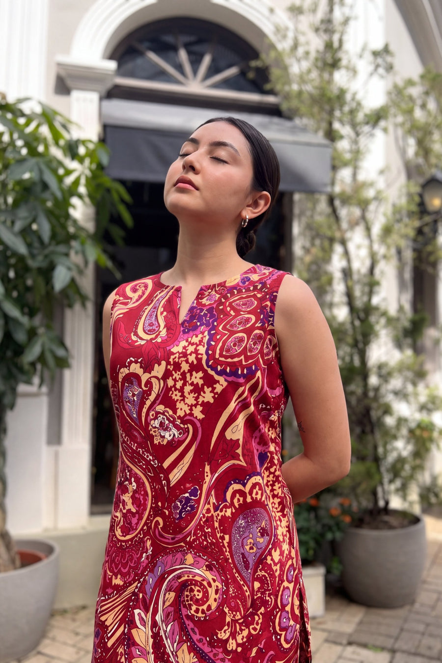 Scarlet Swirl Cotton Sleeveless Farshi Salwar Set — image 12