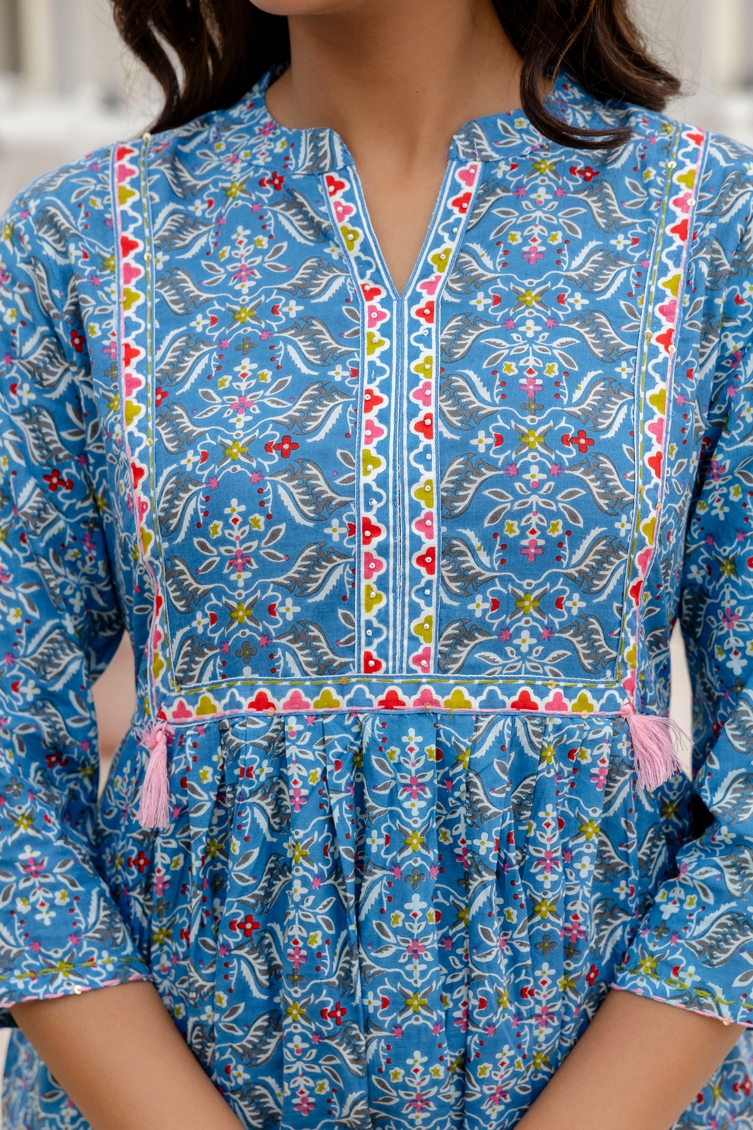 Floraza Royal Blue Cotton Top Me & My