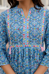 Floraza Royal Blue Cotton Top - Me&My