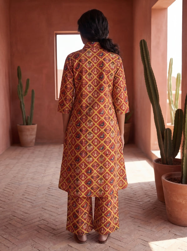 Crimson Ikat Heritage Cotton Co-ord Set