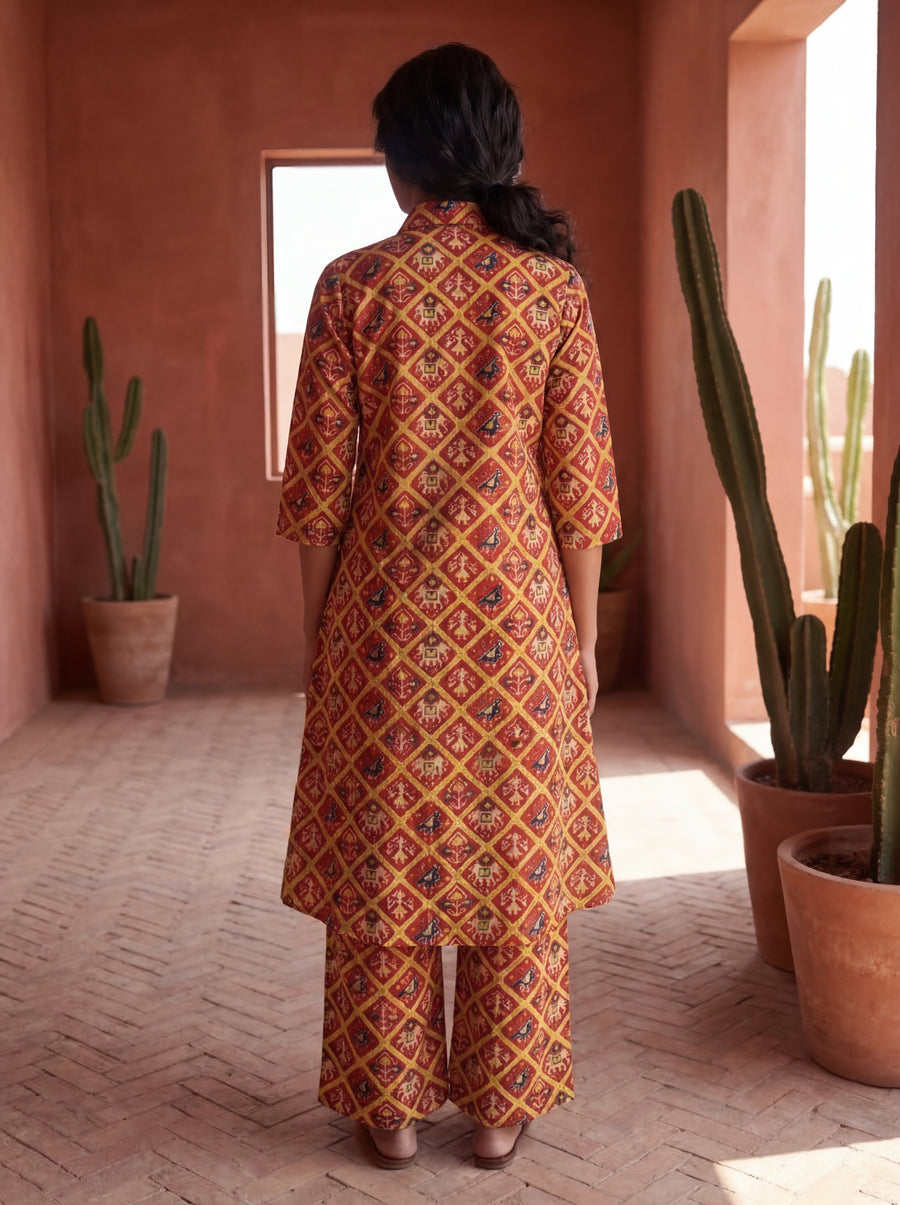 Crimson Ikat Heritage Cotton Co-ord Set — image 2