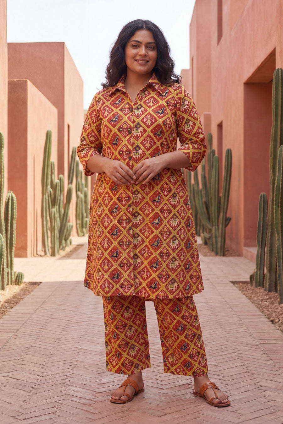 Crimson Ikat Heritage Cotton Co-ord Set — image 12