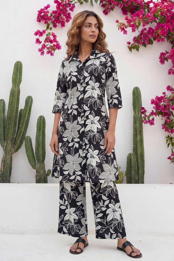 Noir Garden Bold Floral Cotton Co-ord Set