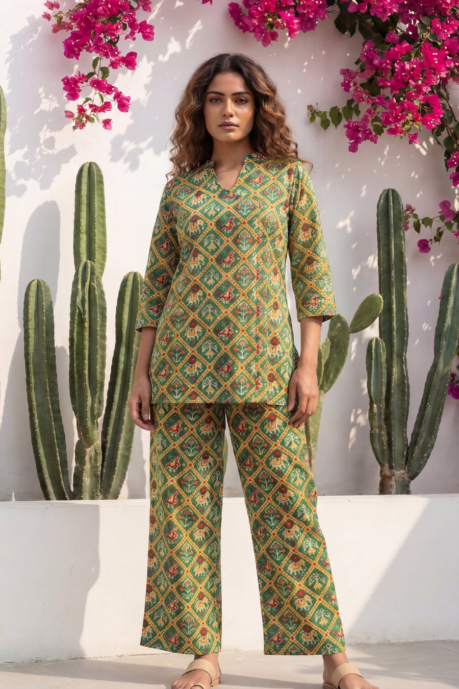 Geometric Heritage Green Ikat Cotton Co-ord Set — image 9