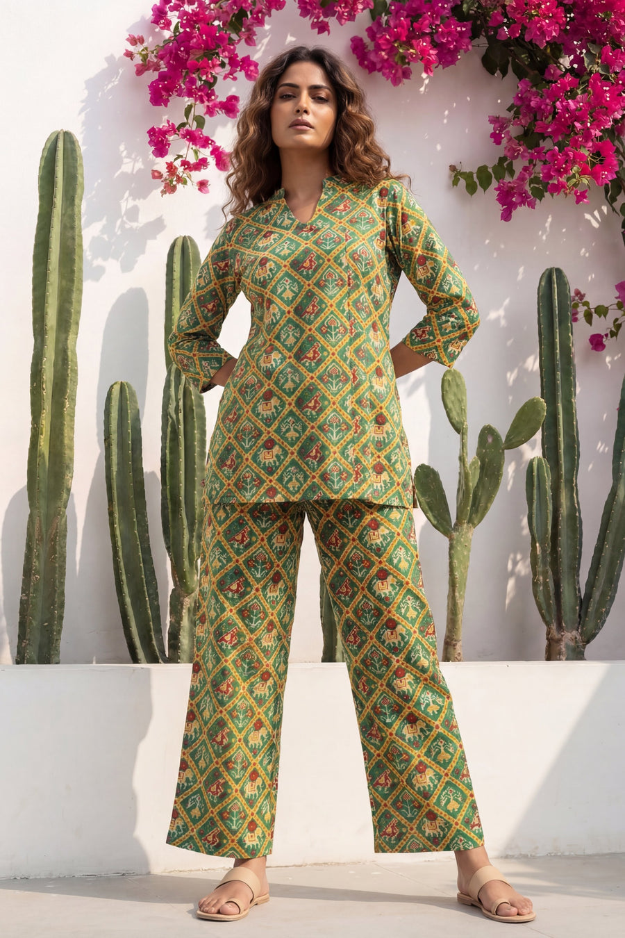 Geometric Heritage Green Ikat Cotton Co-ord Set — image 6