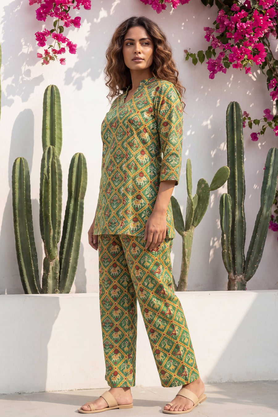 Geometric Heritage Green Ikat Cotton Co-ord Set — image 8