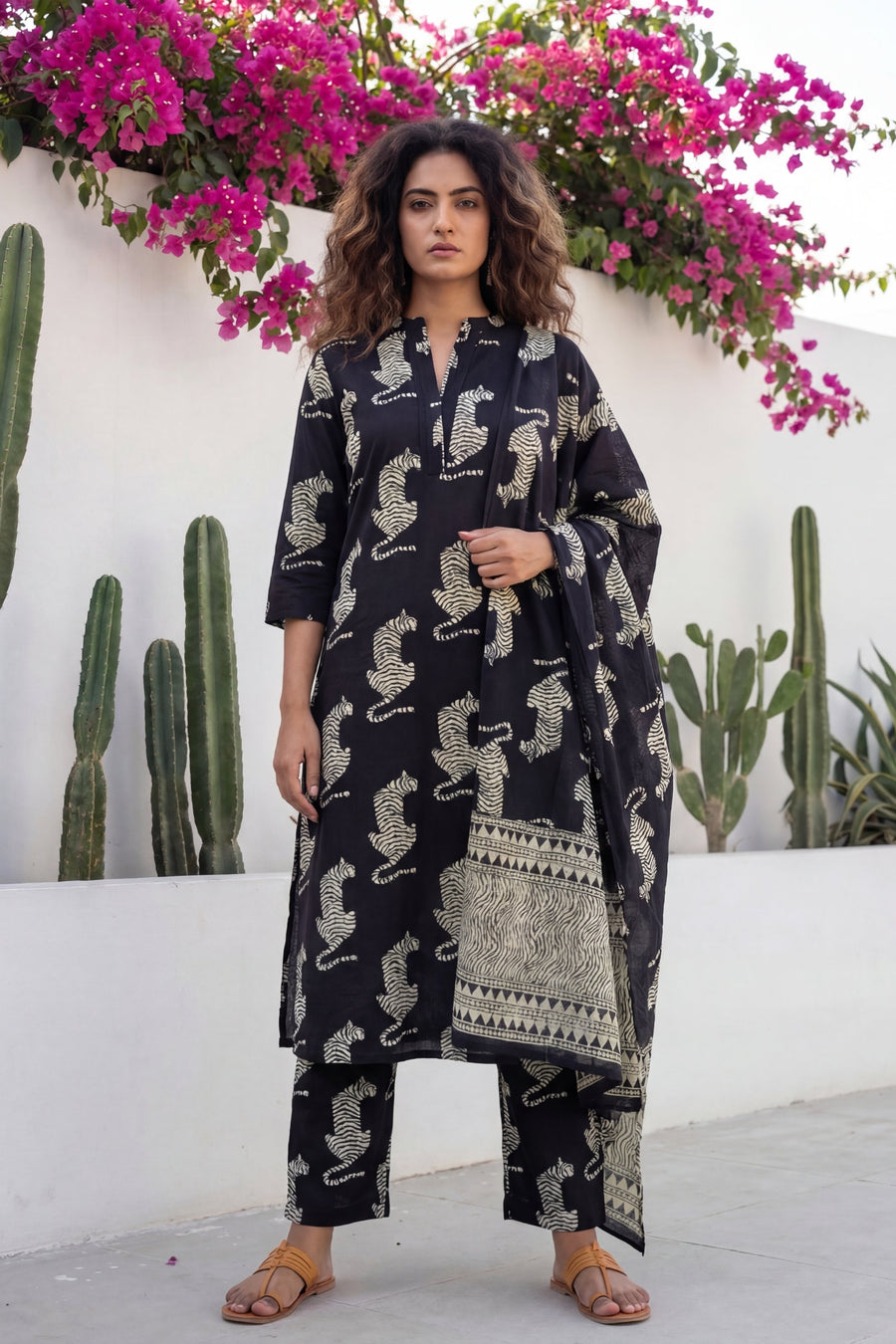 Phantom Wild Crest Tiger Cotton Dupatta Set — image 3