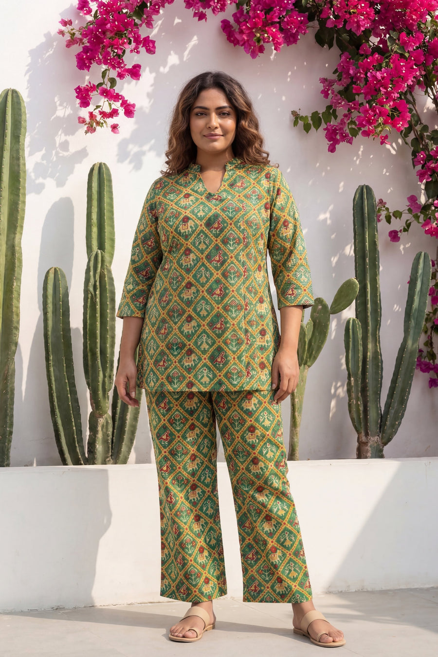 Geometric Heritage Green Ikat Cotton Co-ord Set — image 7