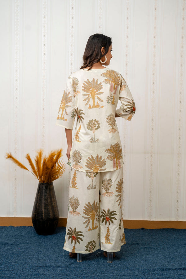 Garden Breeze White Botanical Cotton Co-ord Set