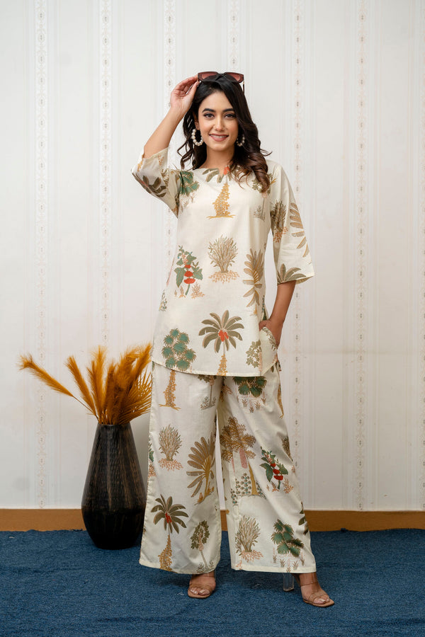 Garden Breeze White Botanical Cotton Co-ord Set