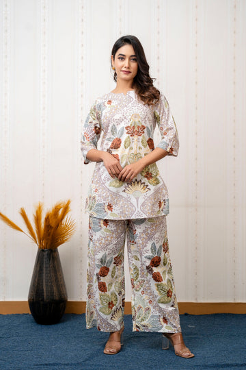 Lush Essence White Cotton Botanical Co-ord Set