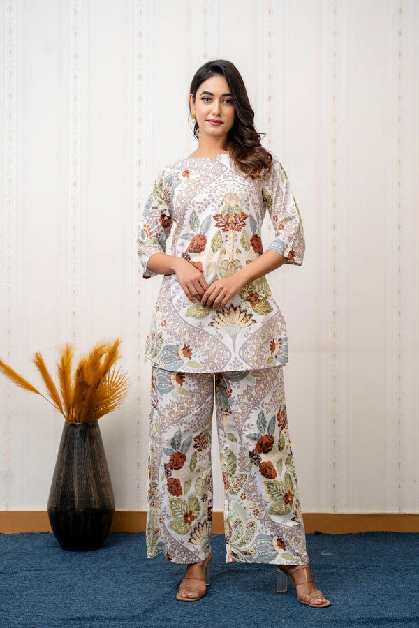 Lush Essence White Cotton Botanical Co-ord Set