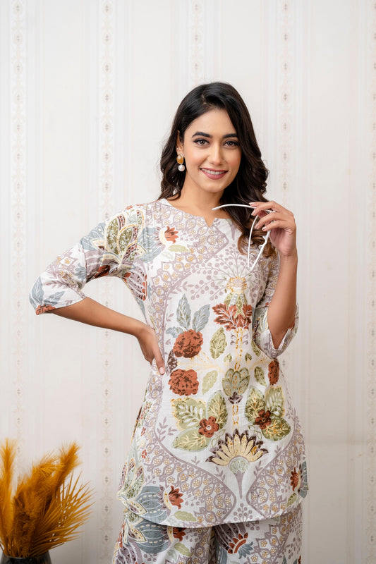 Lush Essence White Cotton Botanical Co-ord Set - Me&My