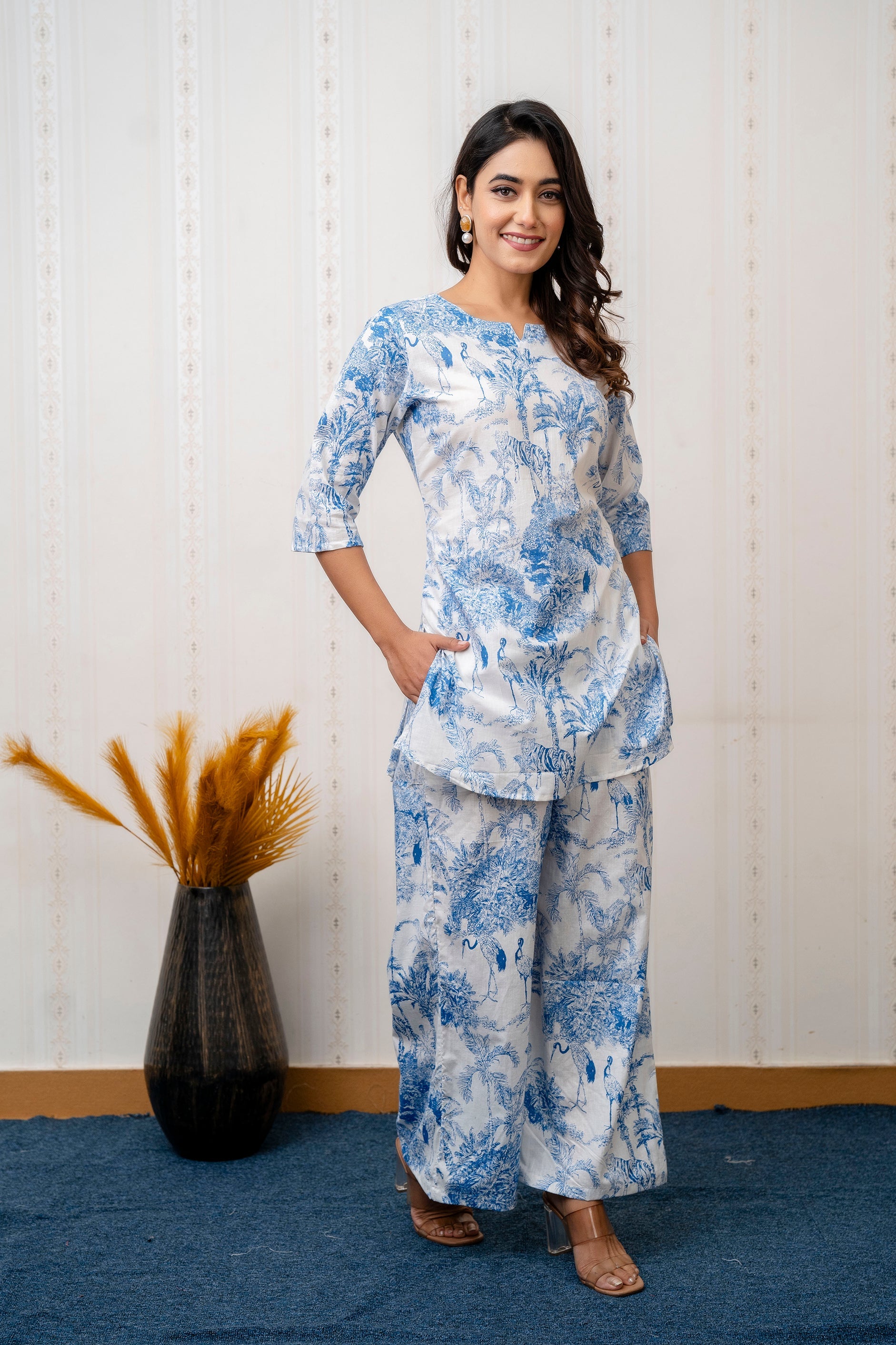 Azure Bloom Botanical Cotton Co-ord Set from Me & My