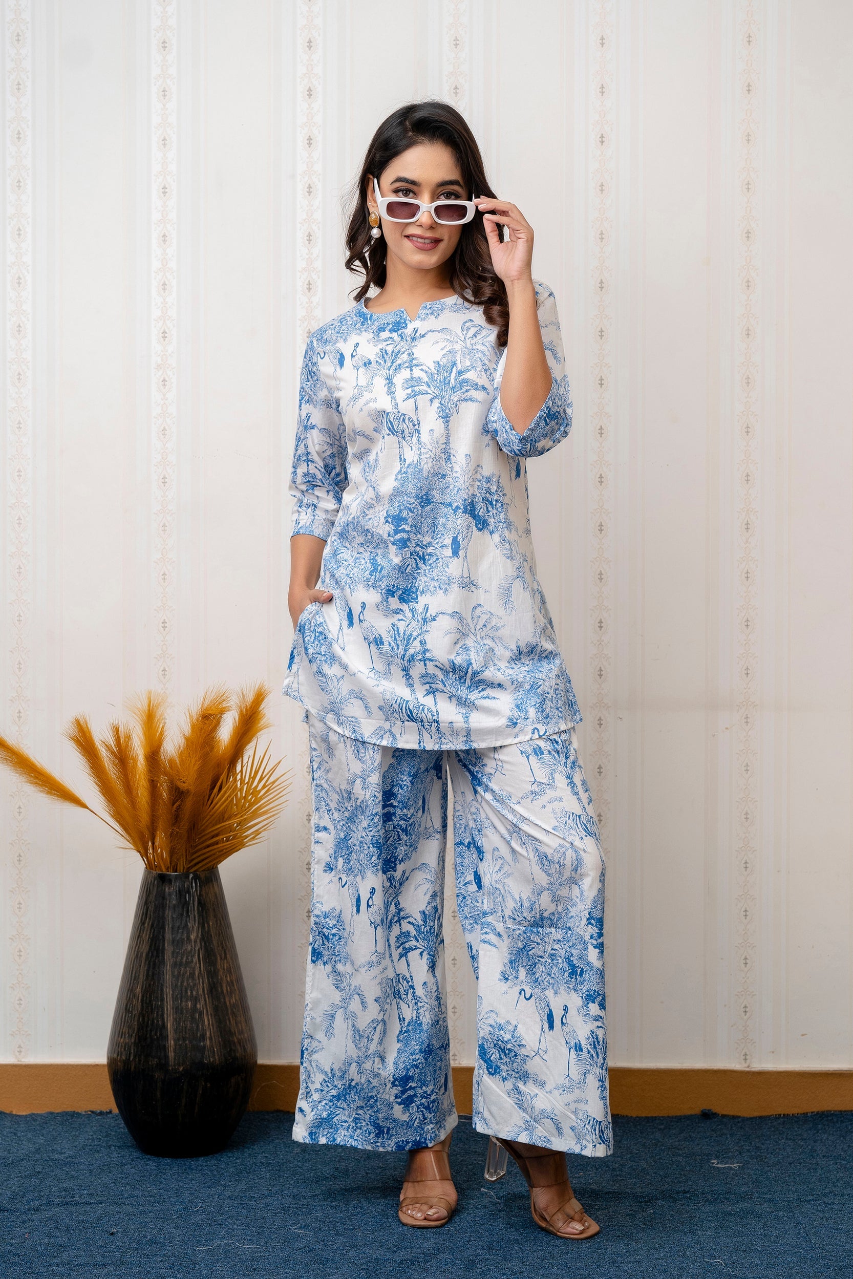 Azure Bloom Botanical Cotton Co-ord Set from Me & My