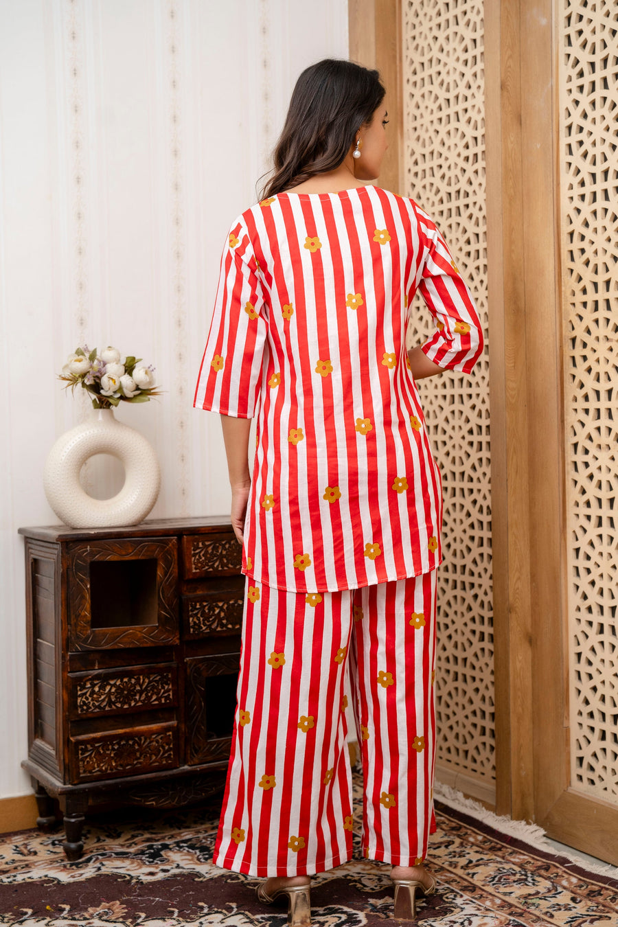 Scarlet Bloom Stripe Cotton Co-ord Set — image 6