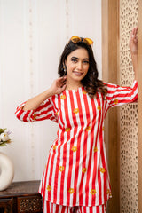 Scarlet Bloom Stripe Cotton Co-ord Set from Me & My