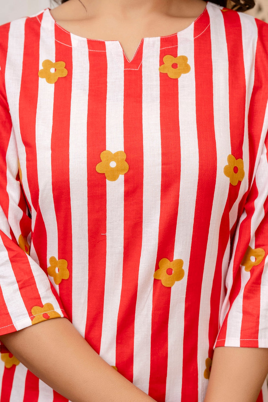Scarlet Bloom Stripe Cotton Co-ord Set — image 4
