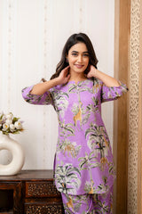 Botanical Elegance Purple Cotton Co-ord Set from Me & My