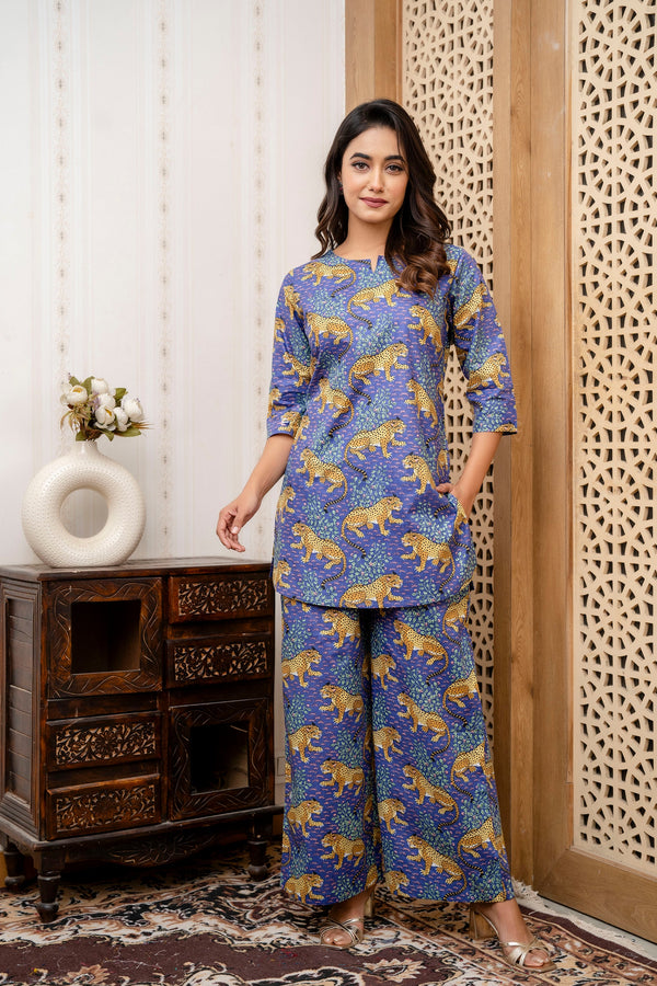Violet Safari Cotton Co-ord Set
