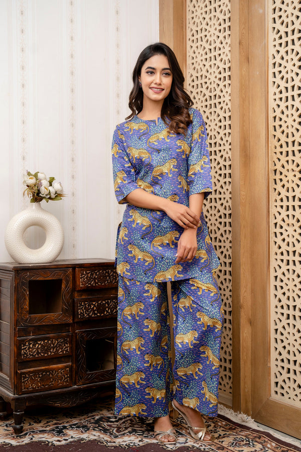 Violet Safari Cotton Co-ord Set