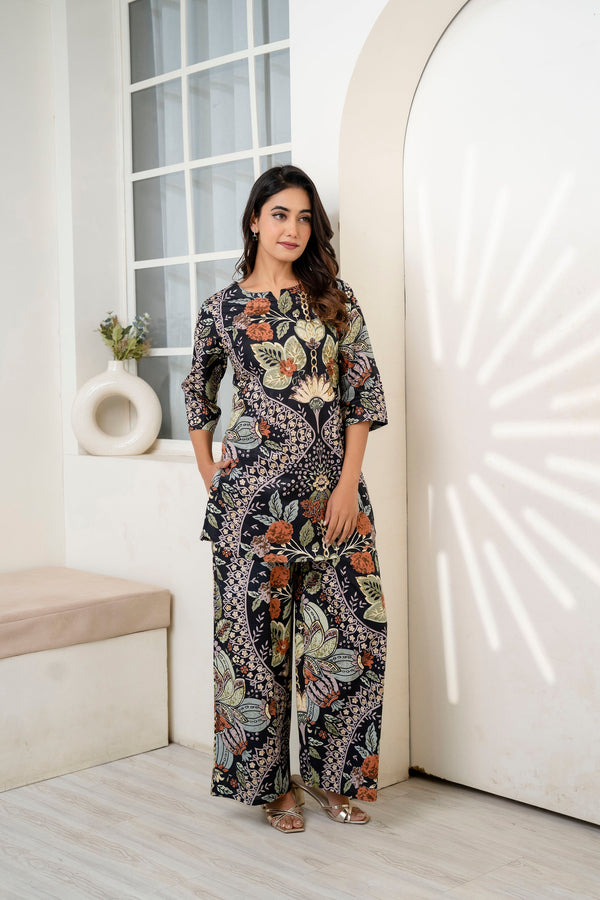 Noir Bloom Cotton Co-ord Set