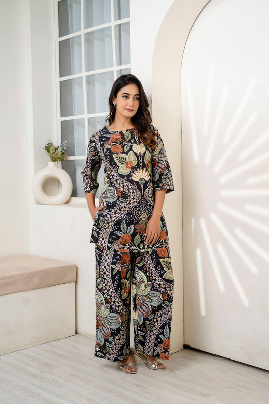 Noir Bloom Cotton Co-ord Set - Me&My