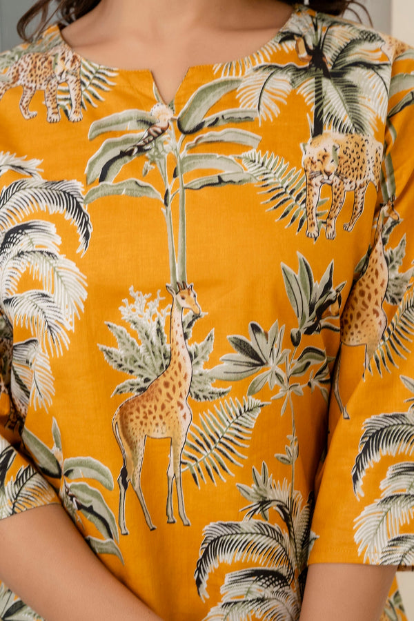 Golden Bloom Cotton Botanical Co-ord Set