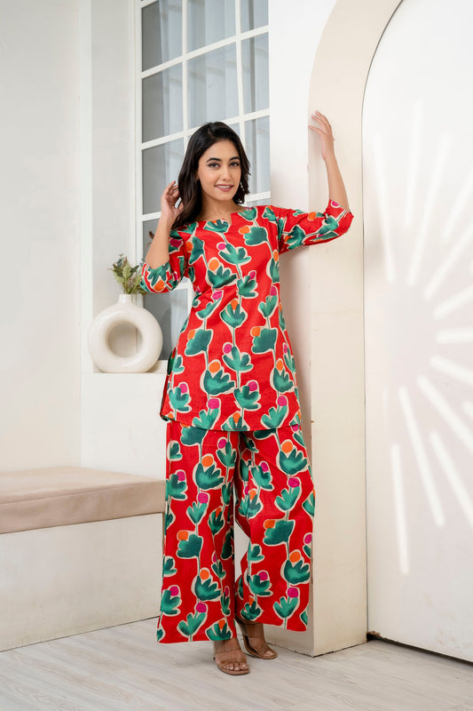 Crimson Petal Cotton Co-ord Set - Me&My